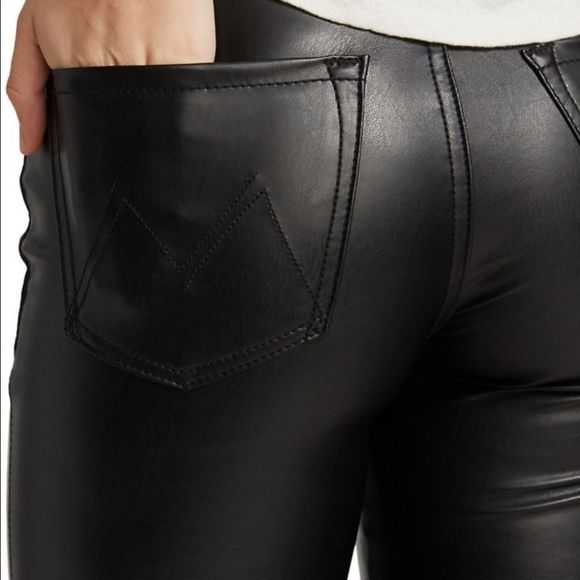 MOTHER The Super Swooner Faux Leather Skinny Pants Size 30 - Picture 2 of 16